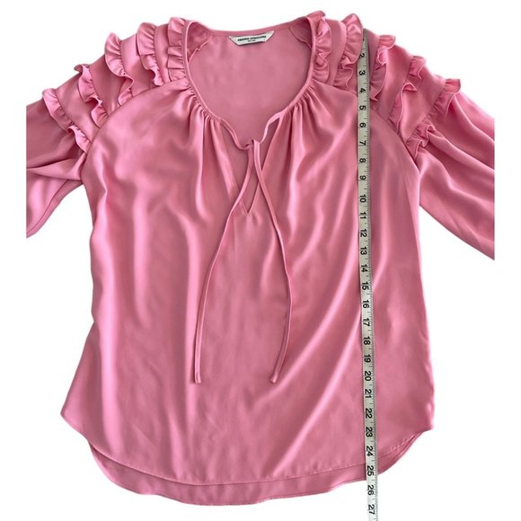 Amanda‎ Uprichard Ruffle Sleeve Top Pink Small Tie Front Size Small Barbiecore - Picture 4 of 9